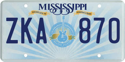 MS license plate ZKA870