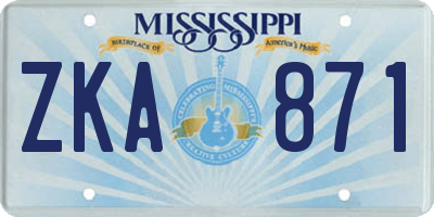 MS license plate ZKA871