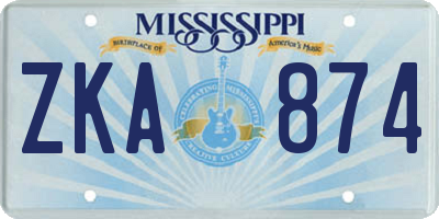 MS license plate ZKA874