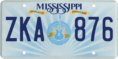 MS license plate ZKA876