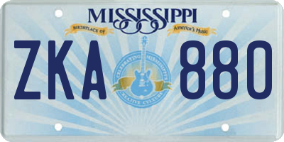 MS license plate ZKA880