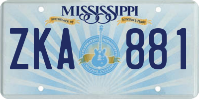 MS license plate ZKA881