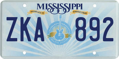MS license plate ZKA892