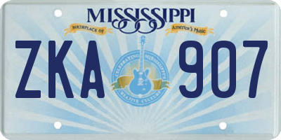 MS license plate ZKA907