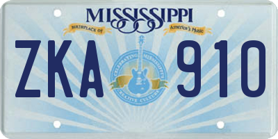 MS license plate ZKA910