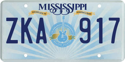 MS license plate ZKA917