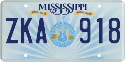 MS license plate ZKA918