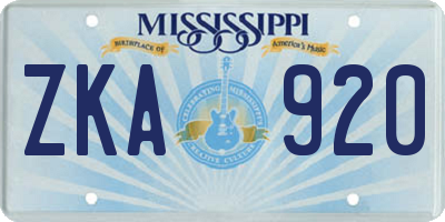 MS license plate ZKA920