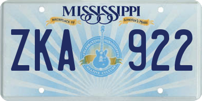 MS license plate ZKA922
