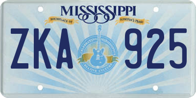 MS license plate ZKA925
