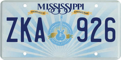 MS license plate ZKA926