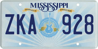 MS license plate ZKA928