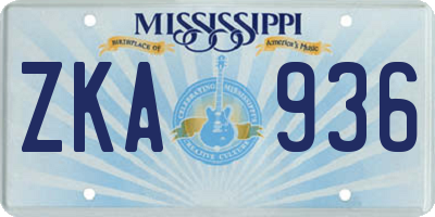 MS license plate ZKA936