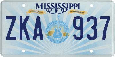 MS license plate ZKA937