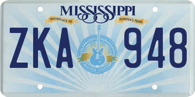 MS license plate ZKA948