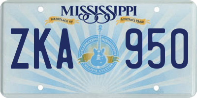MS license plate ZKA950
