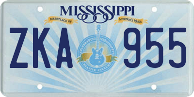 MS license plate ZKA955