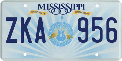 MS license plate ZKA956