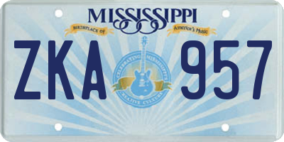 MS license plate ZKA957