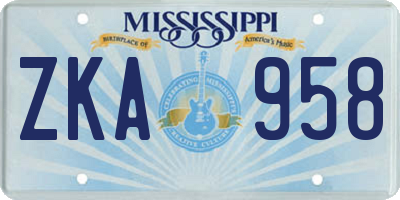 MS license plate ZKA958