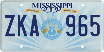 MS license plate ZKA965