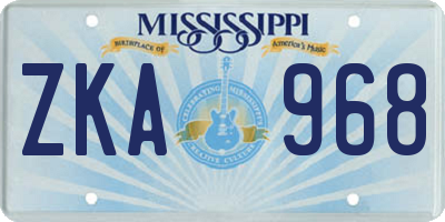 MS license plate ZKA968