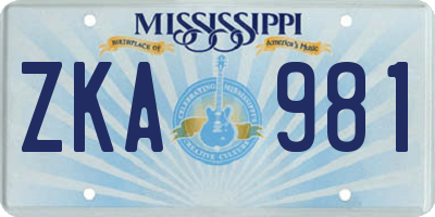 MS license plate ZKA981