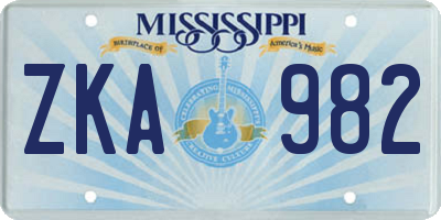 MS license plate ZKA982