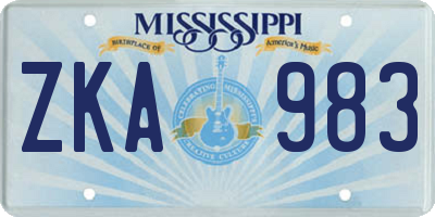 MS license plate ZKA983