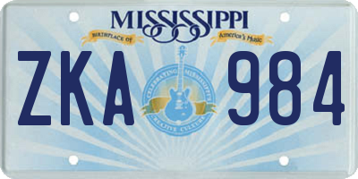 MS license plate ZKA984