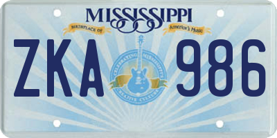 MS license plate ZKA986