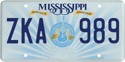 MS license plate ZKA989