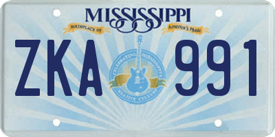 MS license plate ZKA991