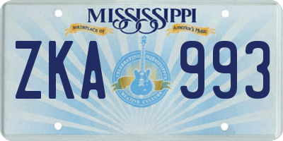 MS license plate ZKA993