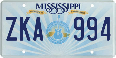 MS license plate ZKA994