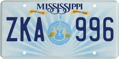 MS license plate ZKA996