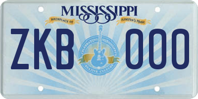 MS license plate ZKB000