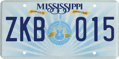 MS license plate ZKB015