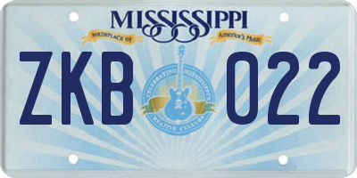 MS license plate ZKB022