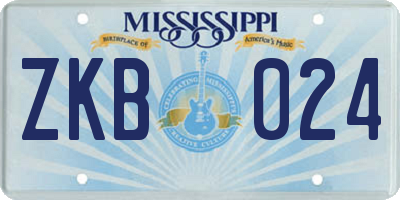 MS license plate ZKB024
