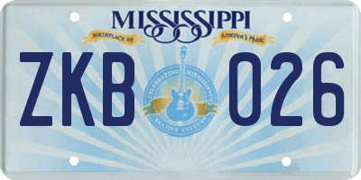 MS license plate ZKB026