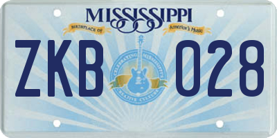 MS license plate ZKB028