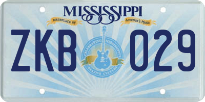 MS license plate ZKB029