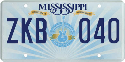 MS license plate ZKB040