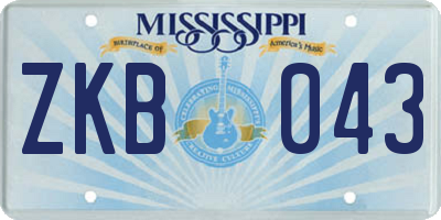 MS license plate ZKB043