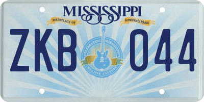 MS license plate ZKB044