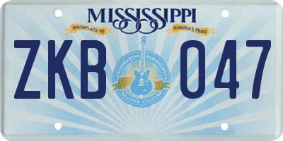 MS license plate ZKB047