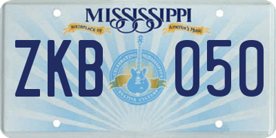 MS license plate ZKB050