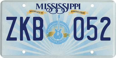 MS license plate ZKB052