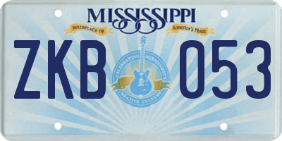 MS license plate ZKB053